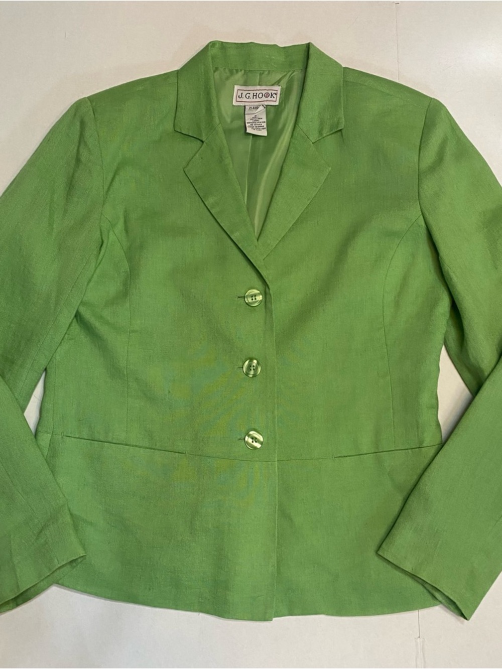 J.G. Hook 100% Linen Blazer – Green – Size 6